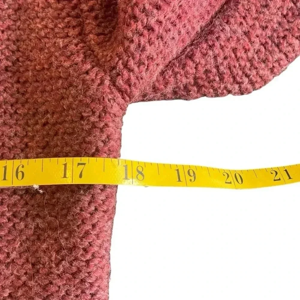 Natural Reflections Burgundy Chunky Knit Open Front Cardigan‎ Small 25% Wool - Picture 6 of 8